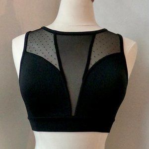 Forever 21 Black Dot High Neck Mesh V Sports Bra